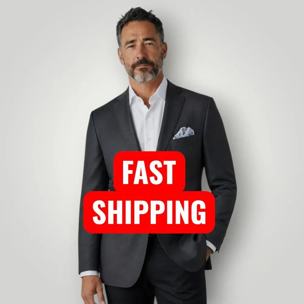 PRONTO UOMO Mens Blazer 42S Sport Coat Two Button Jacket Wool Charcoal Gray